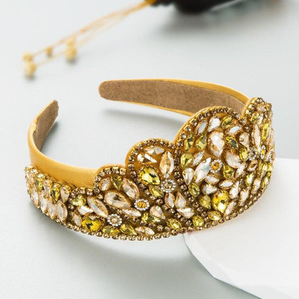 Opulent Floral Rhinestone Hairband - Elegant Botanical Headpiece for Discerning Women