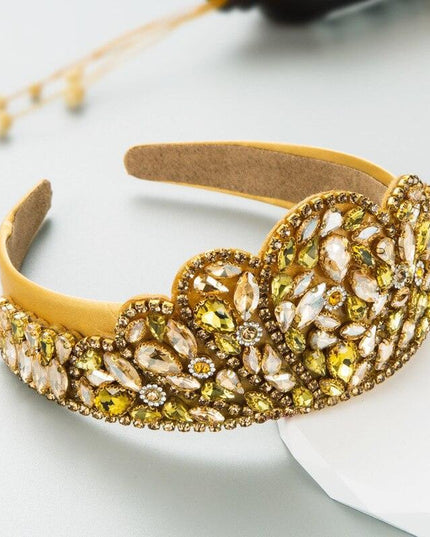 Opulent Floral Rhinestone Hairband - Elegant Botanical Headpiece for Discerning Women