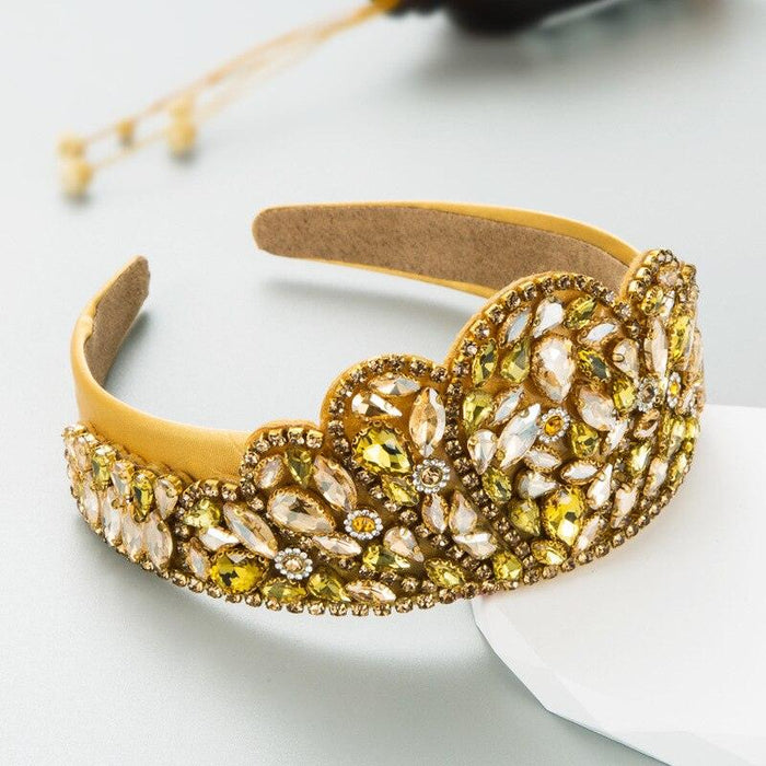 Luxurious Botanical Rhinestone Hairband - Elegant Floral Headpiece for Women