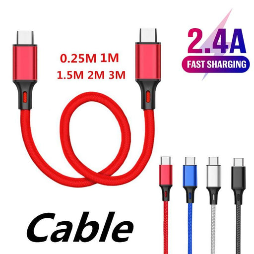 Short USB Type C Charging Cable for Huawei P30 P40 Samsung - 25cm Portable Cord