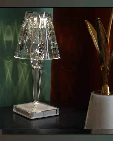 Sleek LED Table Lamp with Crystal Accents and Nightlight Feature