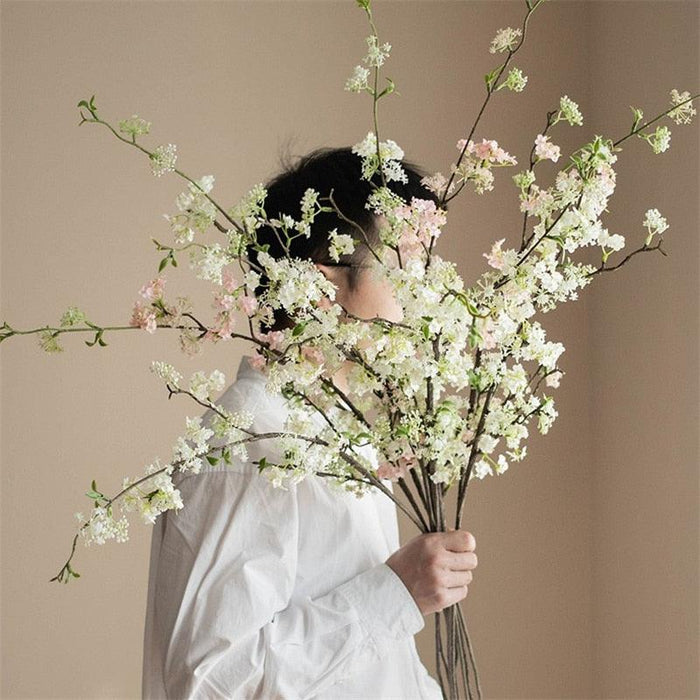 Elegant Snow Willow Silk Floral Branch - 100cm Length - Home Décor Essential