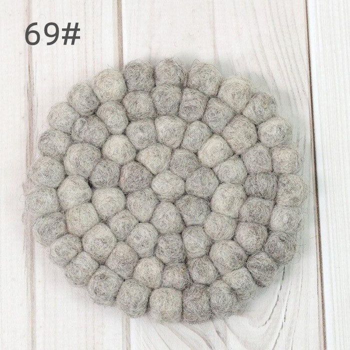Elegant Round Wool Felt Coasters - Stylish Surface Protection Set