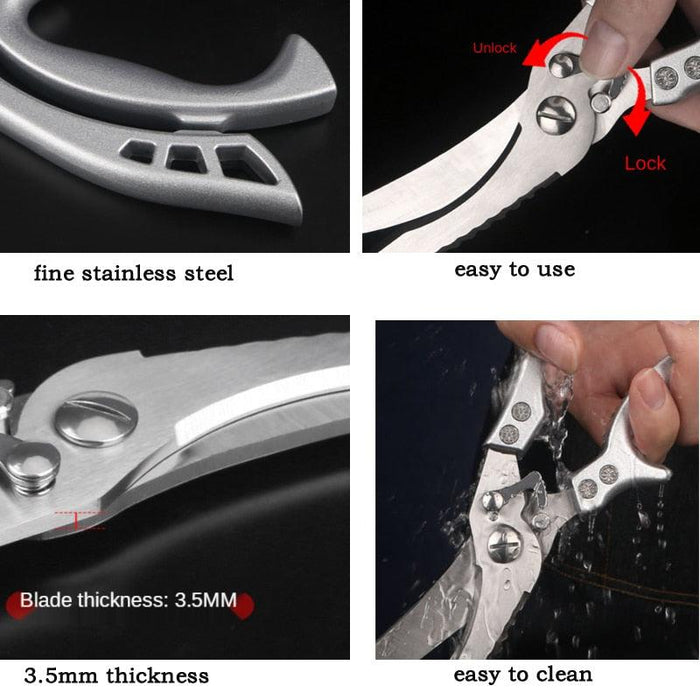 Efficient Stainless Steel Kitchen Scissors with Safety Lock