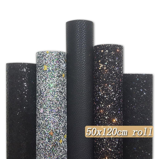 Bold Black Glitter Faux Leather Crafting Roll for Stylish DIY Creations