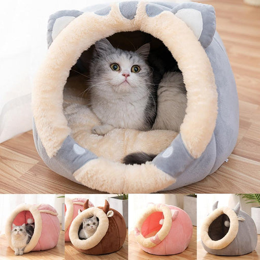 Cat Bed House Kennel Nest Round Pets Sleeping Cave Kitten Beds Pet Basket Cozy Kitten Lounger Cushion Cat House Tent Dog House-0-Très Elite-A-S (31X30X28cm)-Très Elite