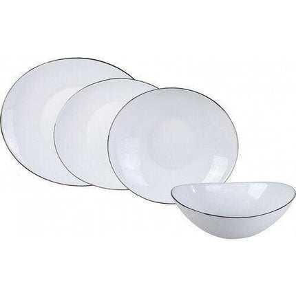 Luxurious Opal Glass Dining Collection with Marble Ceramic Tableware for Six