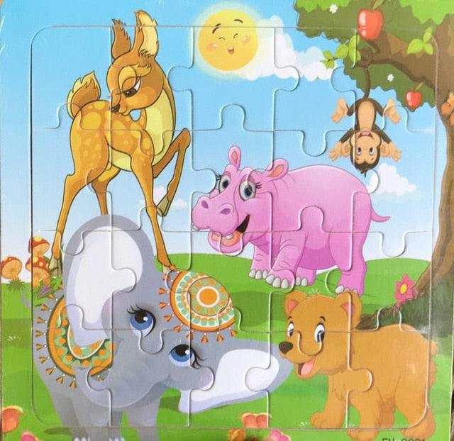 Montessori 3D Animal Vehicle Wooden Puzzle Set - Engaging Educational Toy for Skill Development