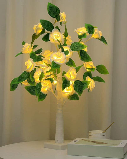 Radiant LED Bonsai Rose Tree: 55CM Floral Table Centerpiece