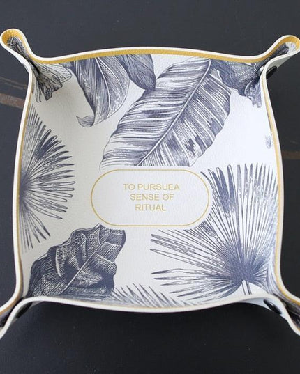 Chic PU Leather Desktop Storage Tray for Stylish Home Organization