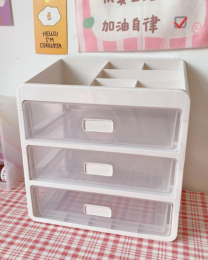 Versatile Stackable Desk Organizer with Drawer and Makeup Brush Holder for a Tidy Workspace