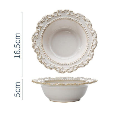 Baroque Elegance Ceramic Dining Plate Set - Elevate Your Table Experience