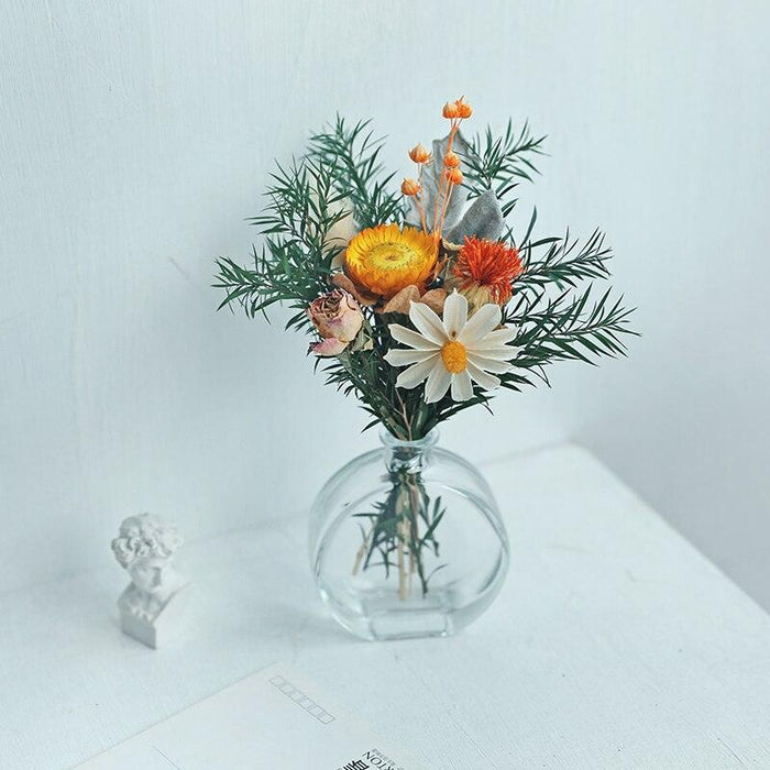 25CM Handcrafted Natural Dried Flower Bouquet - Vintage American Charm