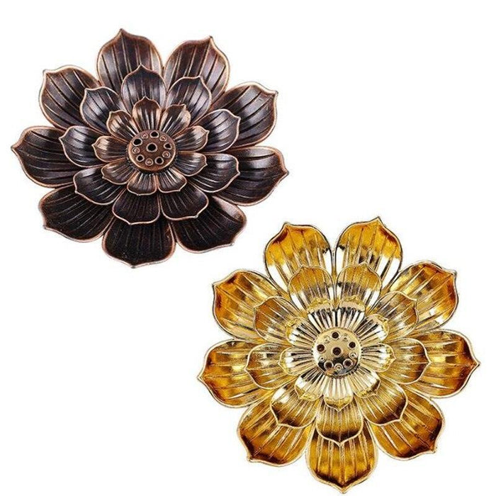 Serene Lotus Alloy Incense Holder: Aromatherapy Diffuser for Tranquil Spaces