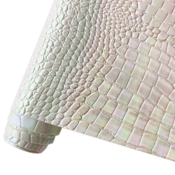 Exquisite Metallic Crocodile Stripe Holographic Faux Leather Crafting Sheet - 30x135cm