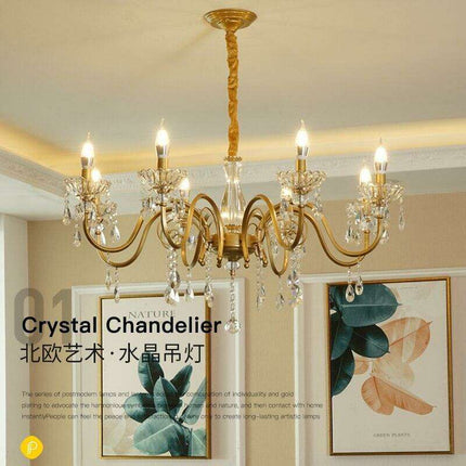 Luxurious Gold Crystal Chandelier with Timeless European Elegance
