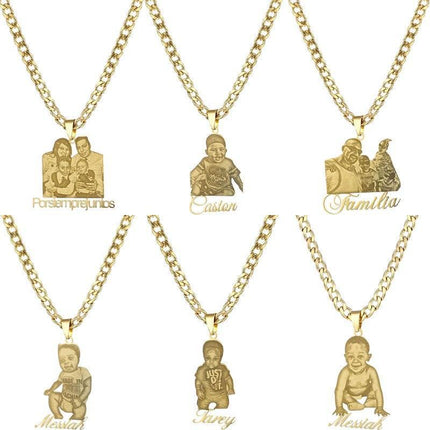 Personalized Stainless Steel Photo Pendant Necklace with Custom Nameplate and Cuban Chain - Celebrate Your Unique Journey