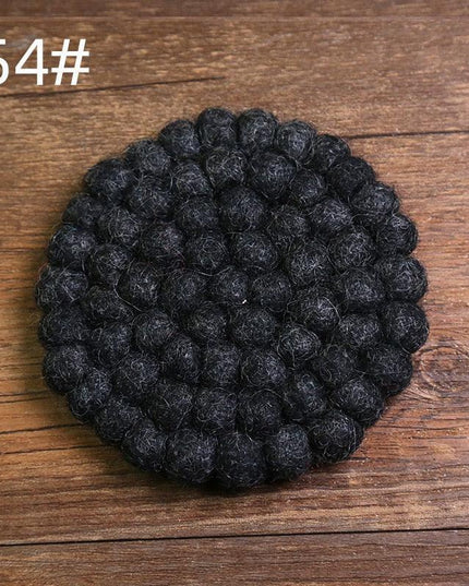 Elegant Round Wool Felt Coasters - Stylish Surface Protection Set