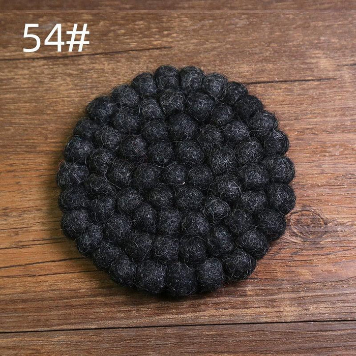 Elegant Round Wool Felt Coasters - Stylish Surface Protection Set