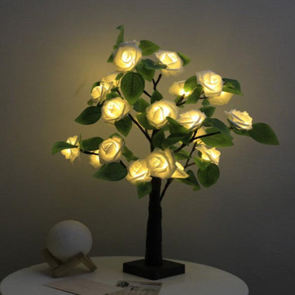 Radiant LED Bonsai Rose Tree: 55CM Floral Table Centerpiece