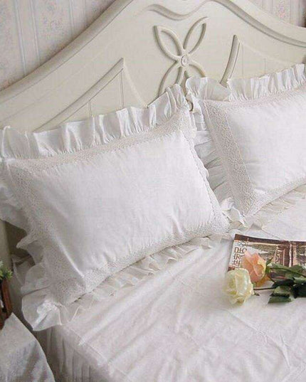 Luxurious European-Style White Satin Lace Pillowcase Set - Infuse Your Bedroom with Elegance