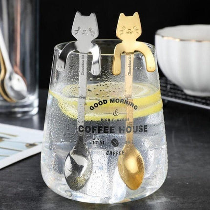 Whimsical Cat-Inspired Stainless Steel Spoon Set in Stylish Tones