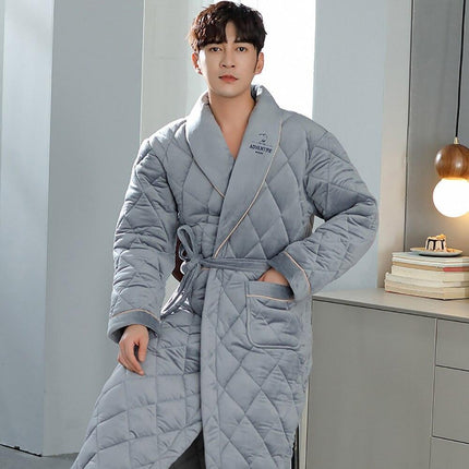 Men's Luxury Terry Plaid Winter Robe - Botanica Collection