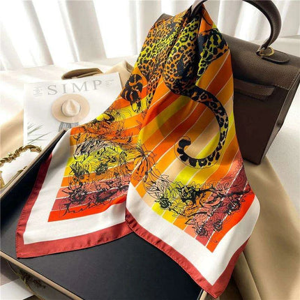 Elegant Leopard Print Silk-like Scarf: Elevate Your Style Game