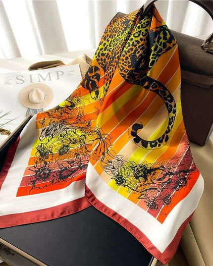 Elegant Leopard Print Silk-like Scarf: Elevate Your Style Game