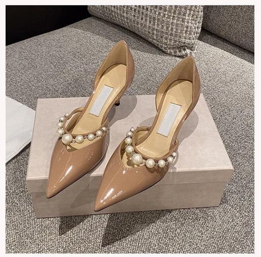 Pearl Adorned Stiletto Heels: Luxurious Pointed Toe Bridal Shoes
