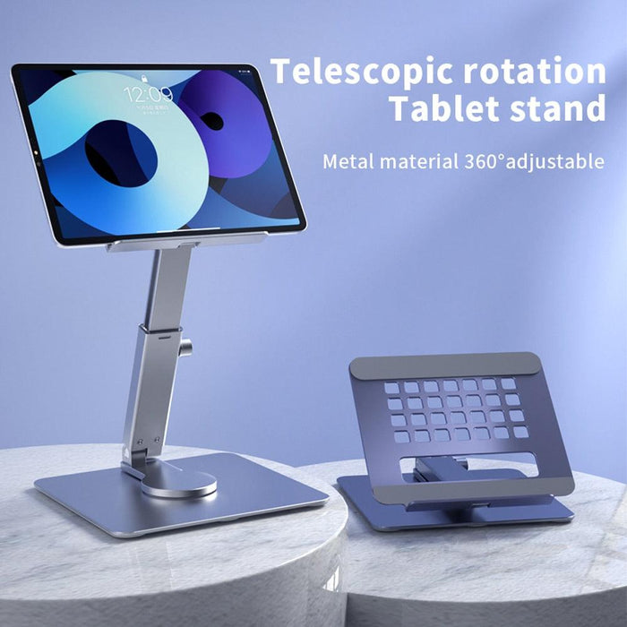 Tablet Stand Desk Riser 360 Rotation Multi-Angle Height Adjustable Foldable Holder Dock For Xiaomi iPad Tablet Laptop-0-Très Elite-H06 silver-Très Elite