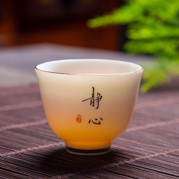 Exquisite Handmade Suet Jade Ceramics Tea Cup Collection