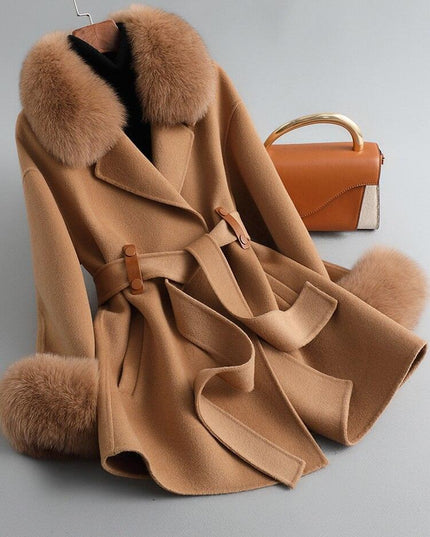 Lavish Cashmere and Fox Fur Winter Coat - A Statement of Timeless Elegance