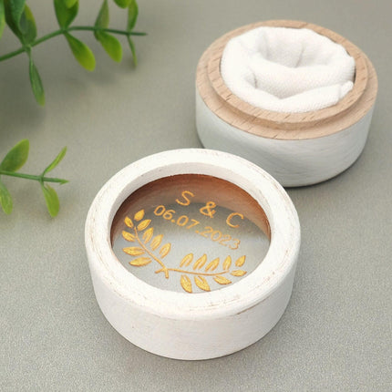 Personalized Vintage White Rustic Wedding Ring Box