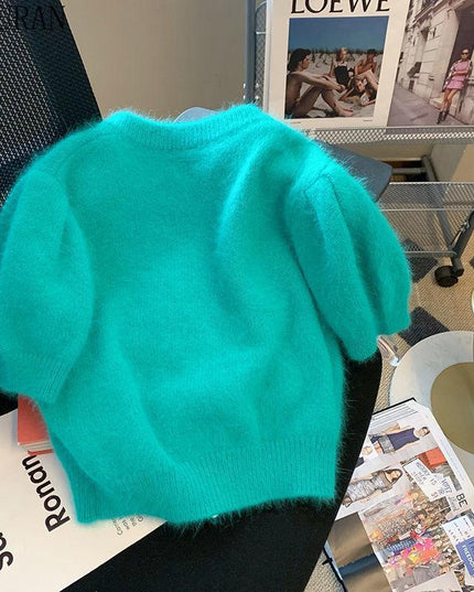 Chic Korean Short Sleeve Knitted Cardigan: Effortless Elegance Sweater Coat