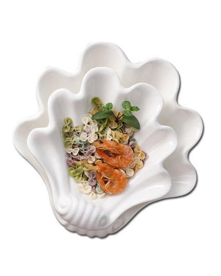 Elegant Shell-Inspired Handcrafted Ceramic Plate Set for Luxurious Dining