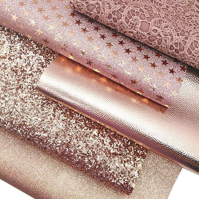 Sparkling Rose Gold Glitter Leather Crafting Sheet - Transform Your DIY Projects with Elegance