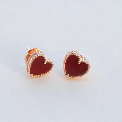 Elegant Rose Gold Carnelian Heart Earrings - Eternal Charm Collection
