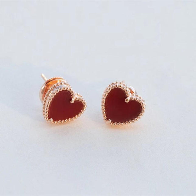 Elegant Rose Gold Carnelian Heart Earrings - Eternal Charm Collection