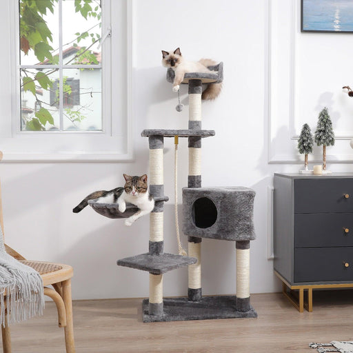Cat Scratcher Tower Home Furniture Cat Tree Pets Hammock Sisal Cat Scratching Post Climbing Frame Toy Spacious Perch-0-Très Elite-AMT0044GY-GL-as picture-United States-Très Elite