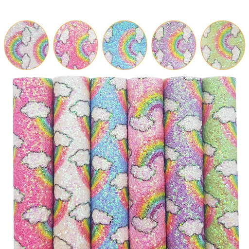 QIBU Rainbow Chunky Glitter Fabric Roll - Sparkling DIY Crafts Kit