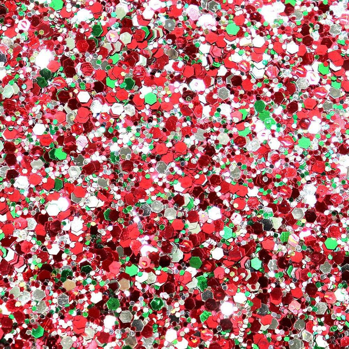 Festive Red Green Gold Chunky Glitter Fabric Roll - 30x134cm