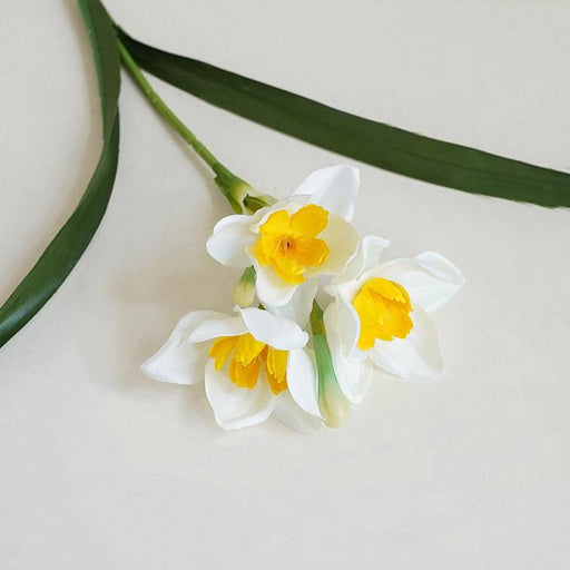 3/8 heads Daffodil Flower Artificial Silk Narcissus Bouquet Wedding Floral Arrangements Accessories Home Table Decor Photo Prop-0-Très Elite-A white yellow core-Très Elite