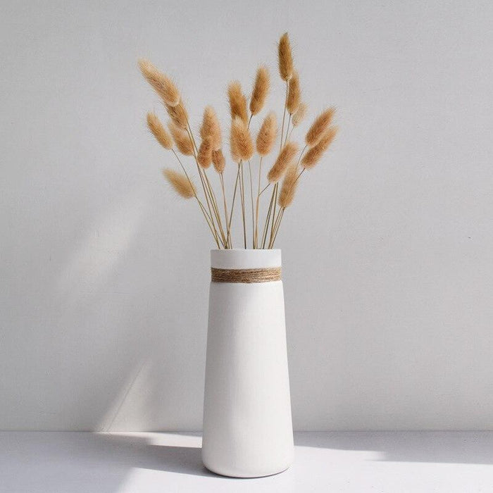 Elegant Ceramic Vase with Hemp Rope Detail for Contemporary Home Decor