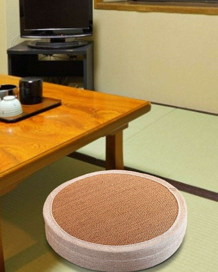 Serene Cattail Japanese Futon Meditation Cushion - Hand-Woven Round Floor Pillow