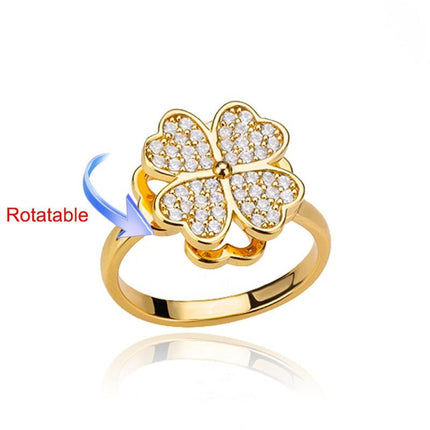Elegant Four-Leaf Clover Stainless Steel Rings - A Touch of Luck and Style