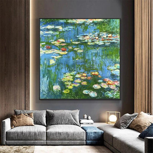Serenity Water Lily Landscape Art Print with Size Customization Options