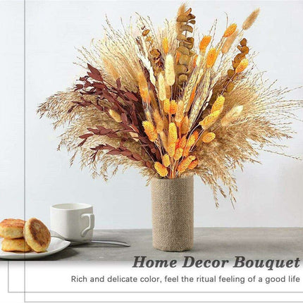 Autumn Harmony: Premium 100-Piece Dried Pampas Grass Collection for Elegant Home Decor