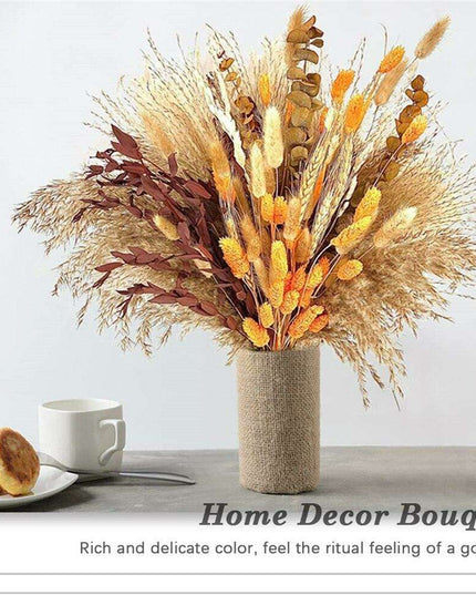 Autumn Harmony: Premium 100-Piece Dried Pampas Grass Collection for Elegant Home Decor