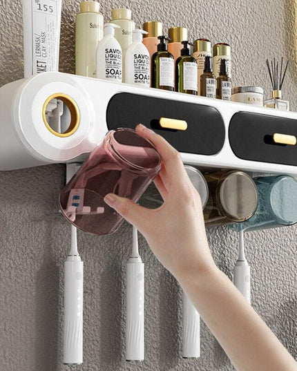 Comprehensive Bathroom Organizer Set for Toothbrushes, Cups, and Cosmetics